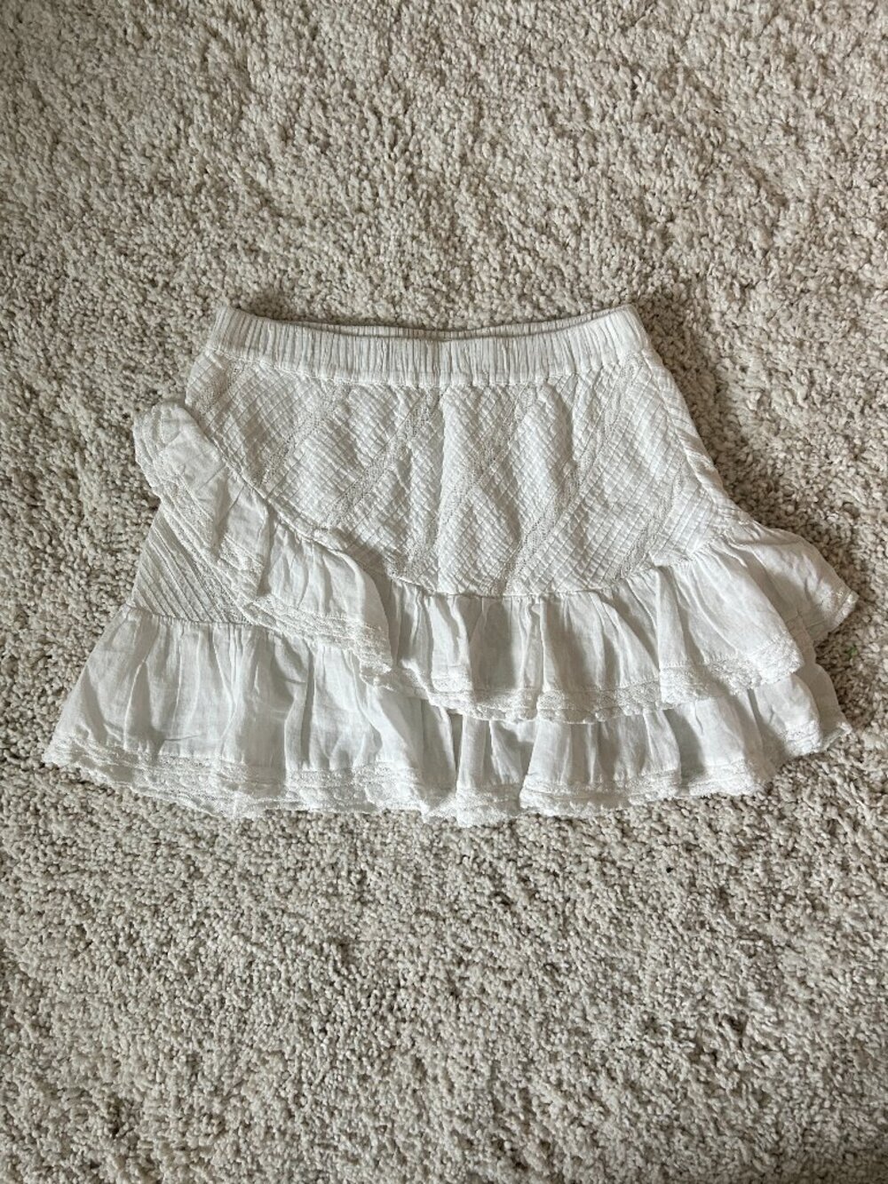 LoveShackFancy White Ruffle Mini Skirt